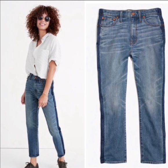 Madewell high-rise slim boyfriend tuxedo stripe - Picture 1 of 9